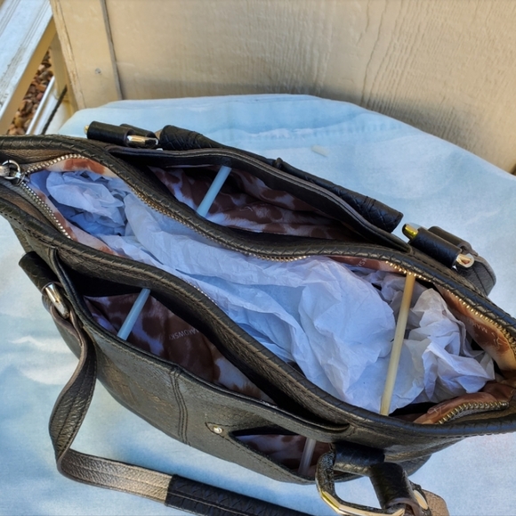 B Makowsky Handbag Snakeskin Embossed Animal Print Leather Shoulder Bag Black - Picture 7 of 14